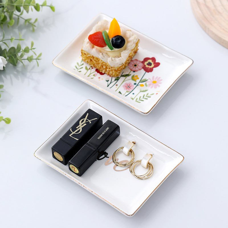 Ceramic jewelry tray rectangular gargle cup tray cake sushi plate