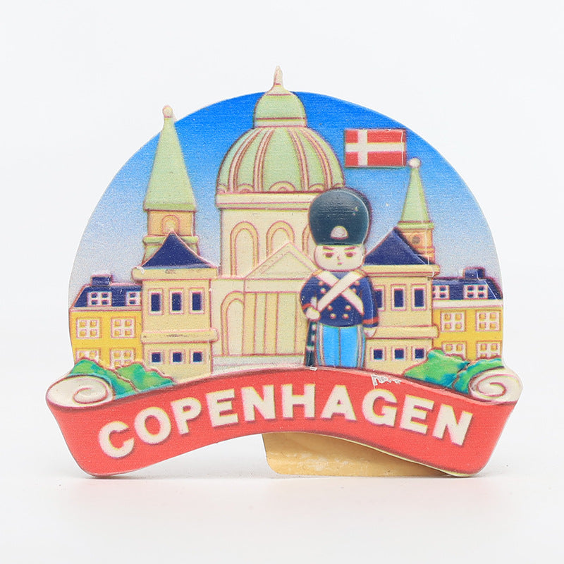 Denmark tourist refrigerator sticker Copenhagen attractions architectural souvenirs 3D city magnetic refrigerator sticker wholesale customization