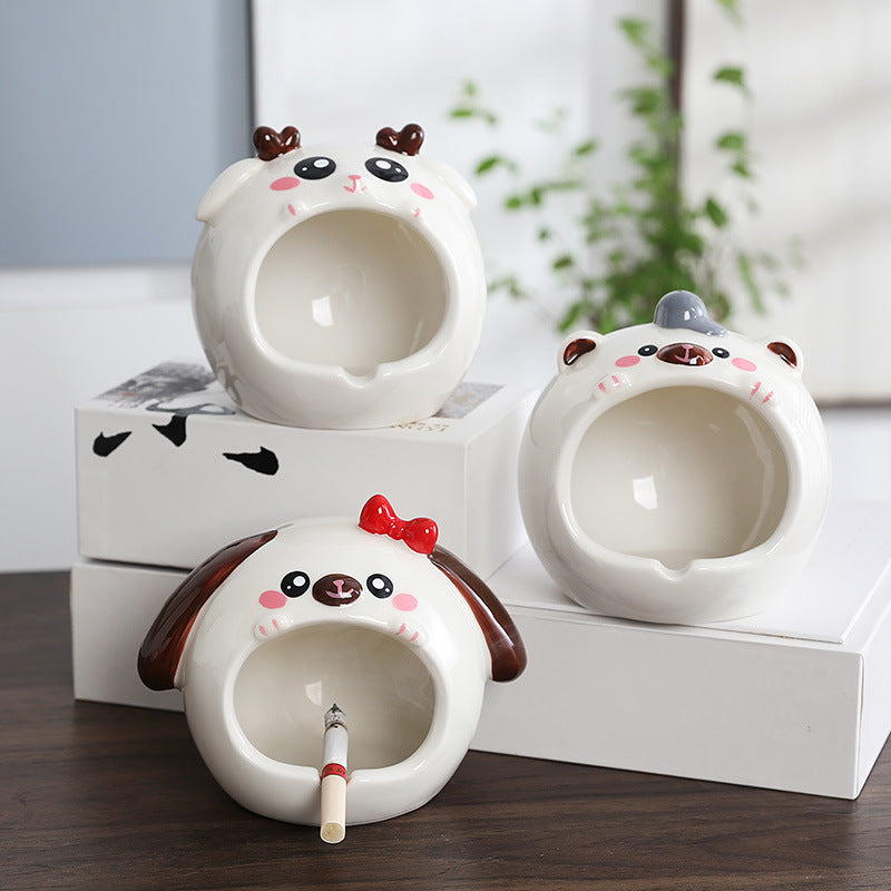 Ceramic ashtray personality cute animal home decoration trend gifts living room fashion decoration