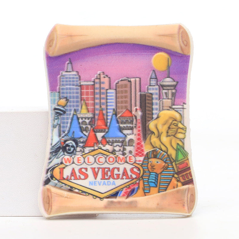 Las Vegassticker creative tourist attractions souvenir magnetic resin refrigerator sticker wholesale