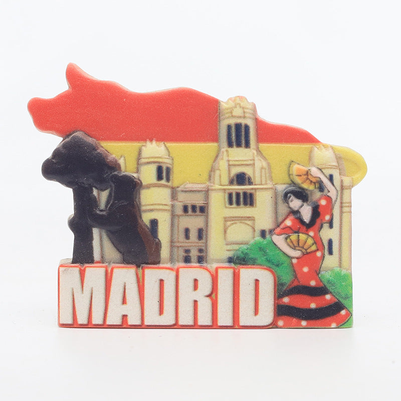 Spain Madrid resin refrigerator sticker scenic tourist souvenirs magnetic decorative crafts custom