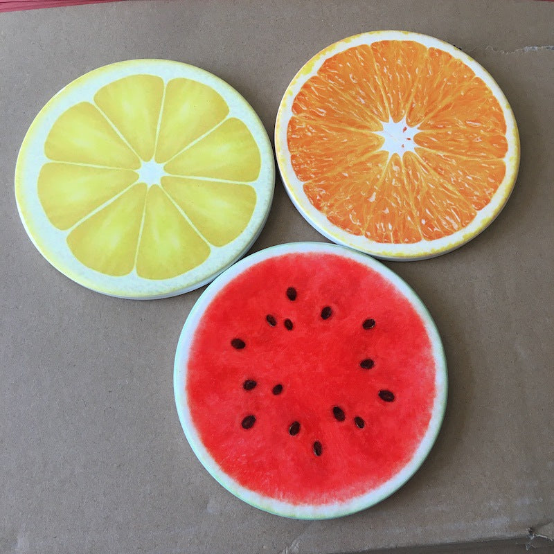 Ceramic coaster Sublimated fruit pattern mat customized for table beer drink mat