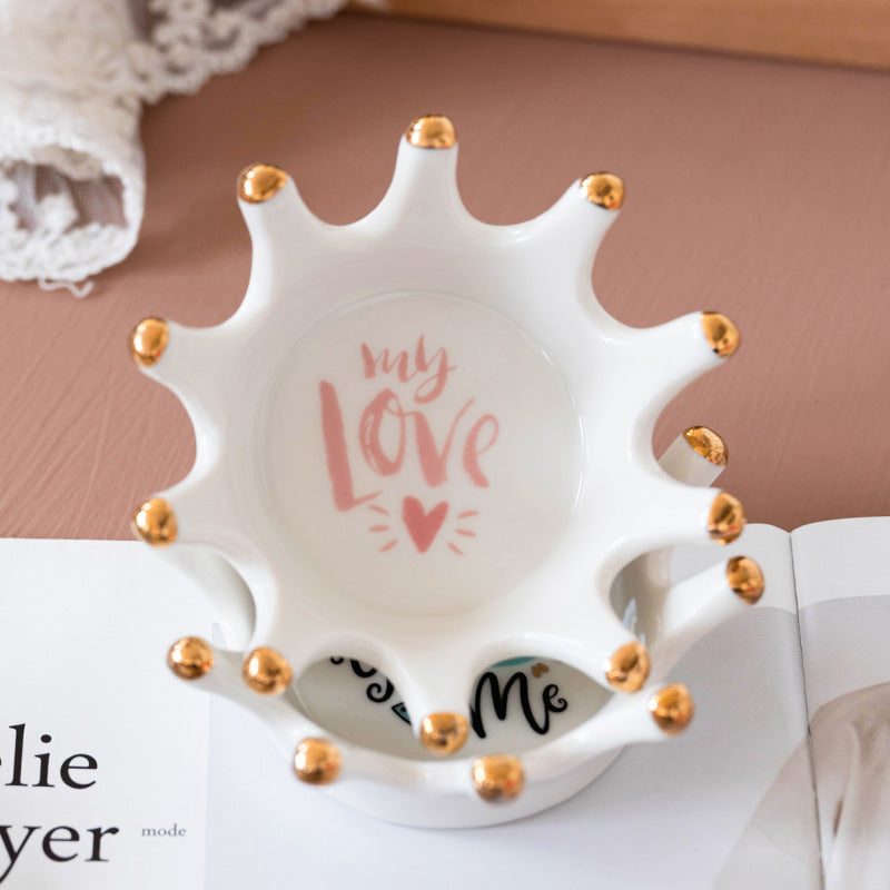 ceramic crown jewelry box earring necklace ring tray storage table ashtray candle sticker customization 