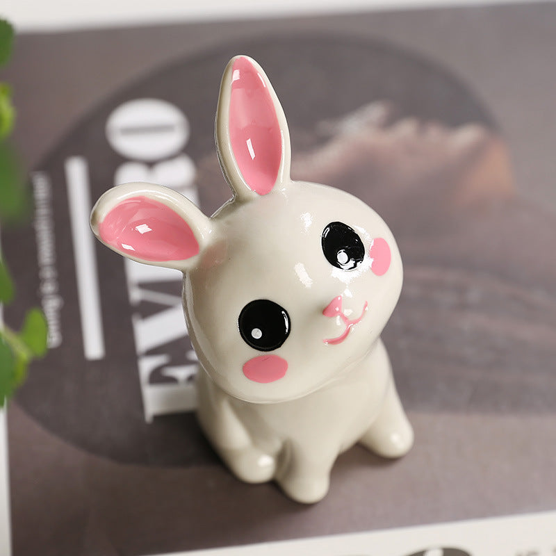 ceramic rabbit ashtray decoration Home accessoriesCute living room doll decoration Instagram Mini