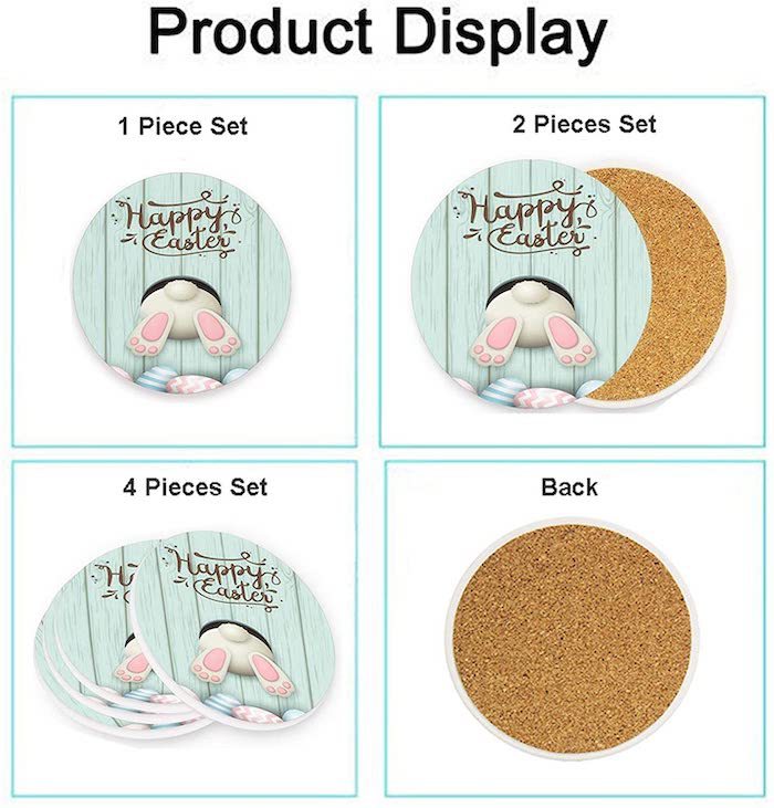 Easter Bunny ceramic absorbent drink coaster mat custom Europe and the United States Amazon hot selling coffee mat