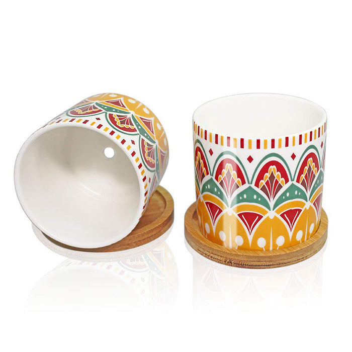 Indoor potted cactus ceramic flower pot customized logo