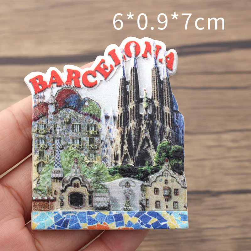 Tourist city refrigerator sticker Creative Barcelona souvenir diy resin crafts custom