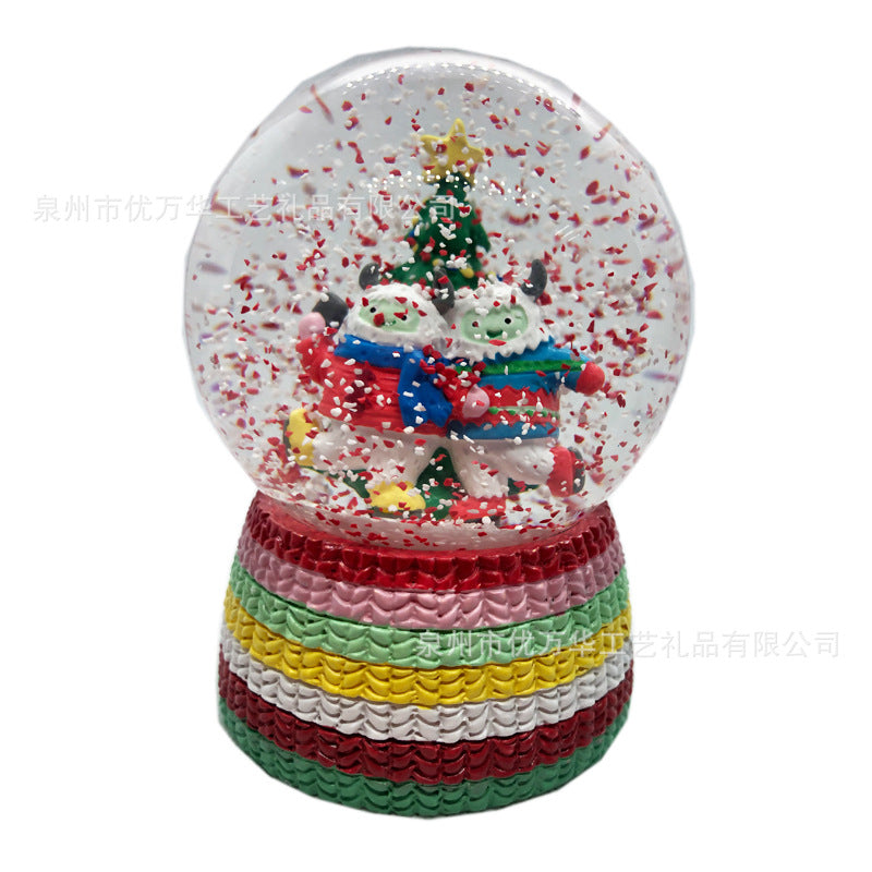 Custom Christmas tree clear glass water balloon ornaments Music snow figure crystal ball ornaments resin crafts