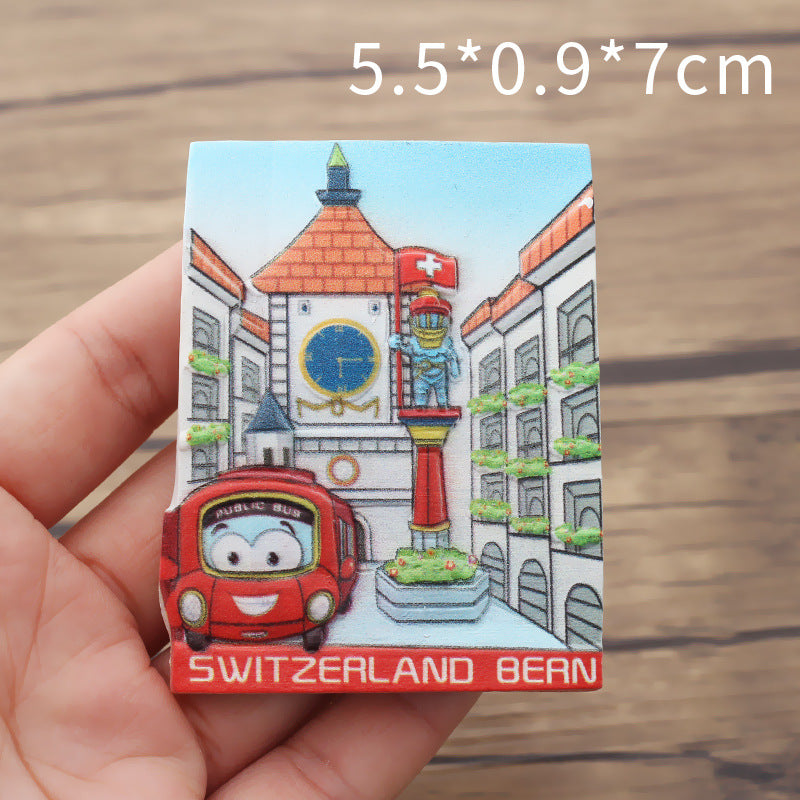Swiss scenic spot resin refrigerator sticker scenic spot tourism souvenirs 3D city magnetic stickers create crafts customization