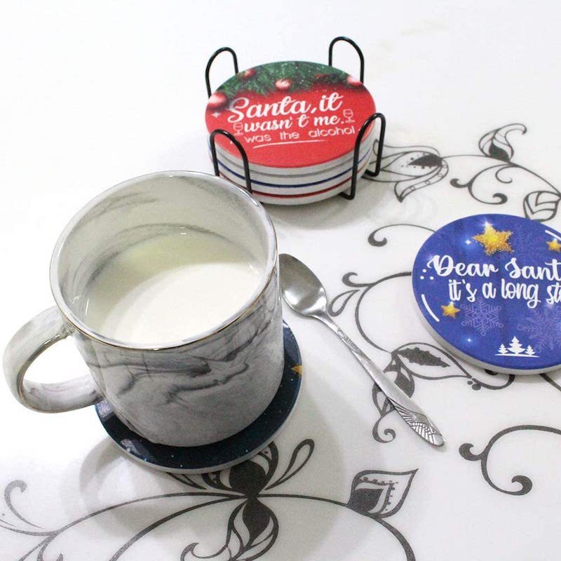 Amazon hot sell absorbent ceramic coasters and thermal transfer coasters custom drink coffee MATS for the table