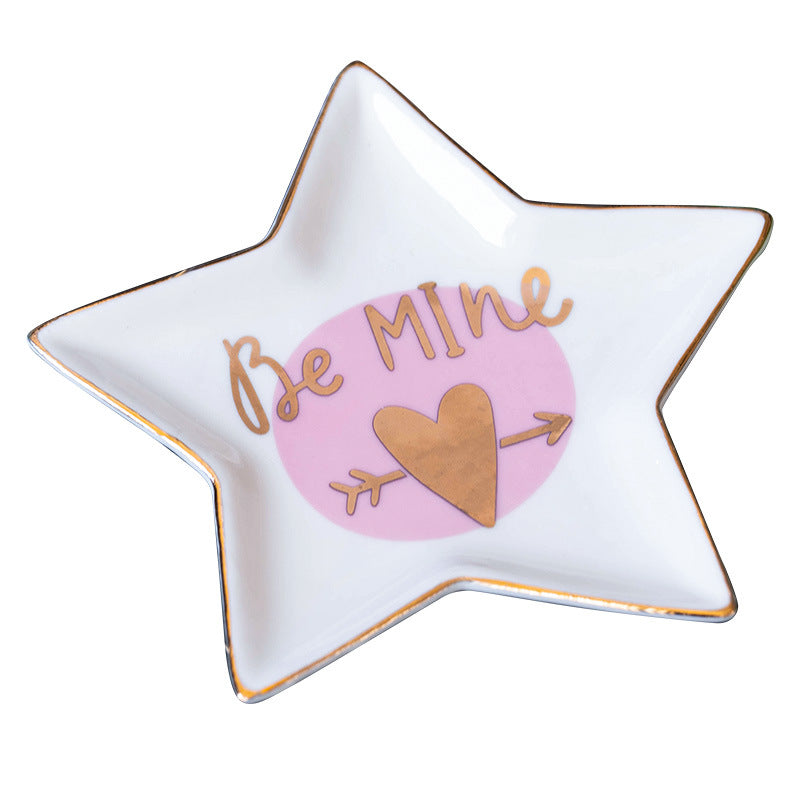 Nordic creative ceramic pentagonal astrolabe Phnom Penh pastry fruit tray Jewelry ring earrings storage