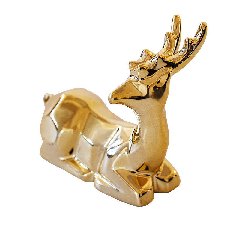 Decoration Nordic ceramic creative electroplated animal ornament mini micro gold