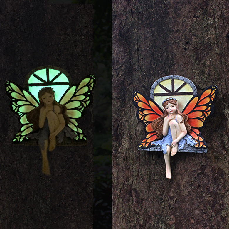 Manufacturers new resin luminous mushroom house decorative doors windows garden pendant resin crafts spot wholesale