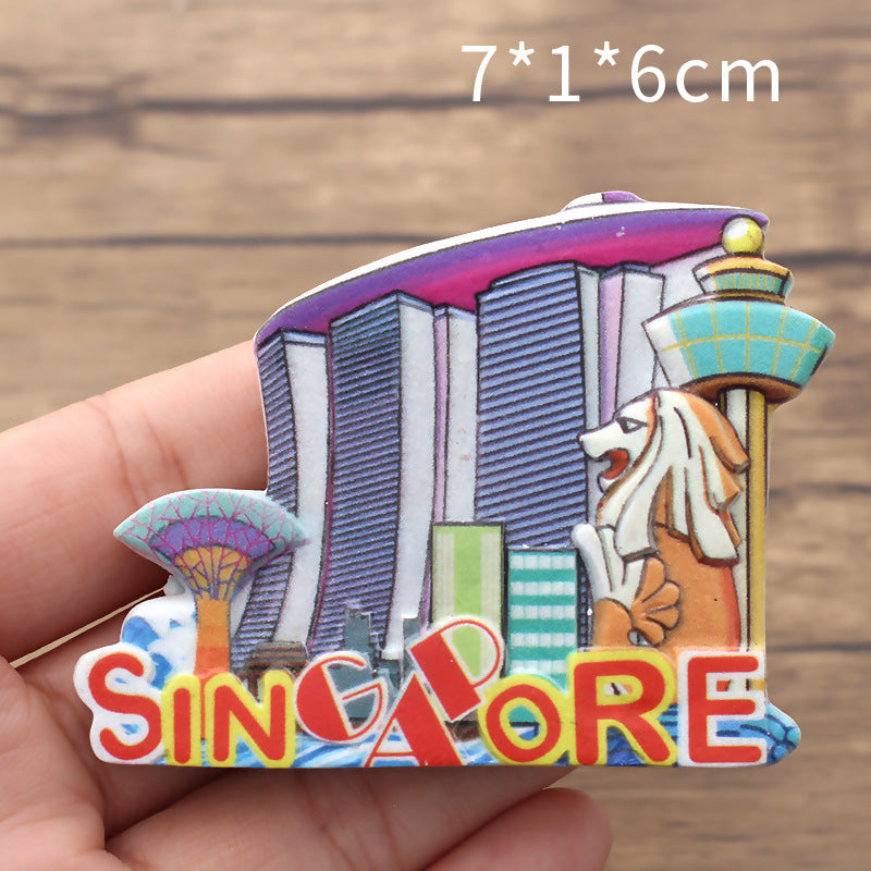 Singapore tourism resin refrigerator sticker creative scenic spot souvenirs 3D magnet custom
