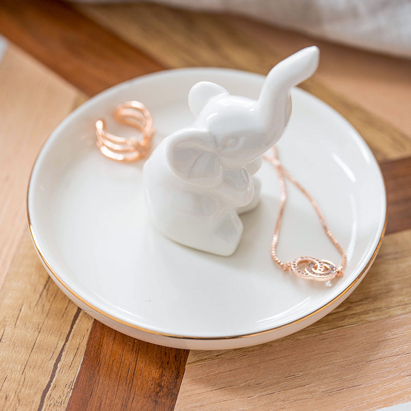 ceramic cactus ring tray Jewelry display stand Rabbit flamingos ear accessories storage crafts