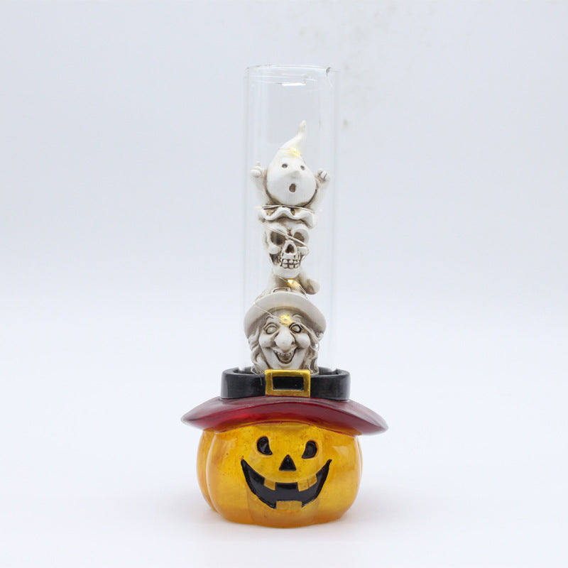 Resin crafts creative Halloween horror pumpkin with lights adornment custom wholesale holiday glow decorations