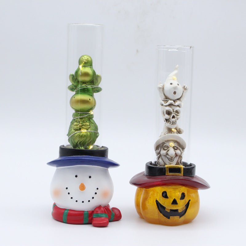 Resin crafts creative Halloween horror pumpkin with lights adornment custom wholesale holiday glow decorations