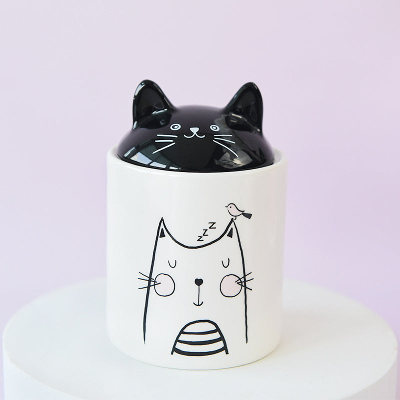Cute cat ears sealed jar Moisture-proof ceramic jar multi-grain storage Candy cookies storage 