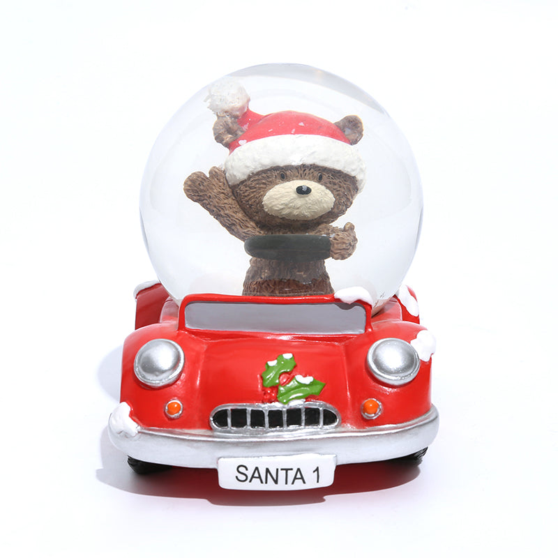 christmas snow globe bear car water globe home deco gift
