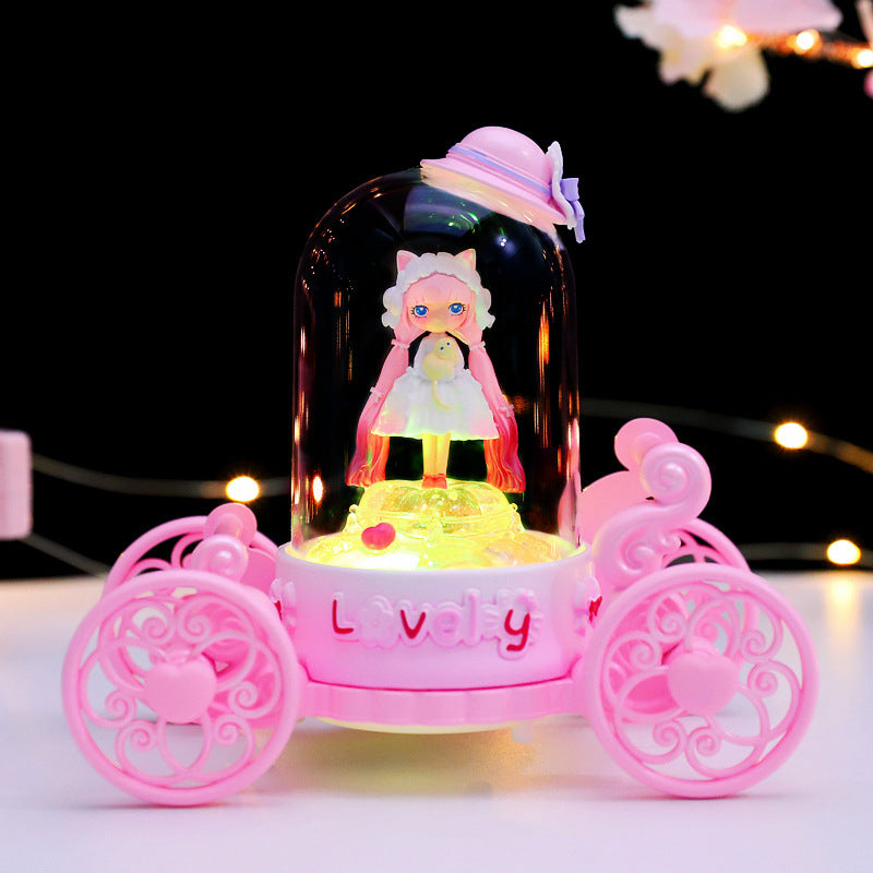 Carriage music box Snow globe Dream Carousel Cute girl deer fantasy
