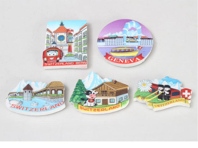 Swiss scenic spot resin refrigerator sticker scenic spot tourism souvenirs 3D city magnetic stickers create crafts customization