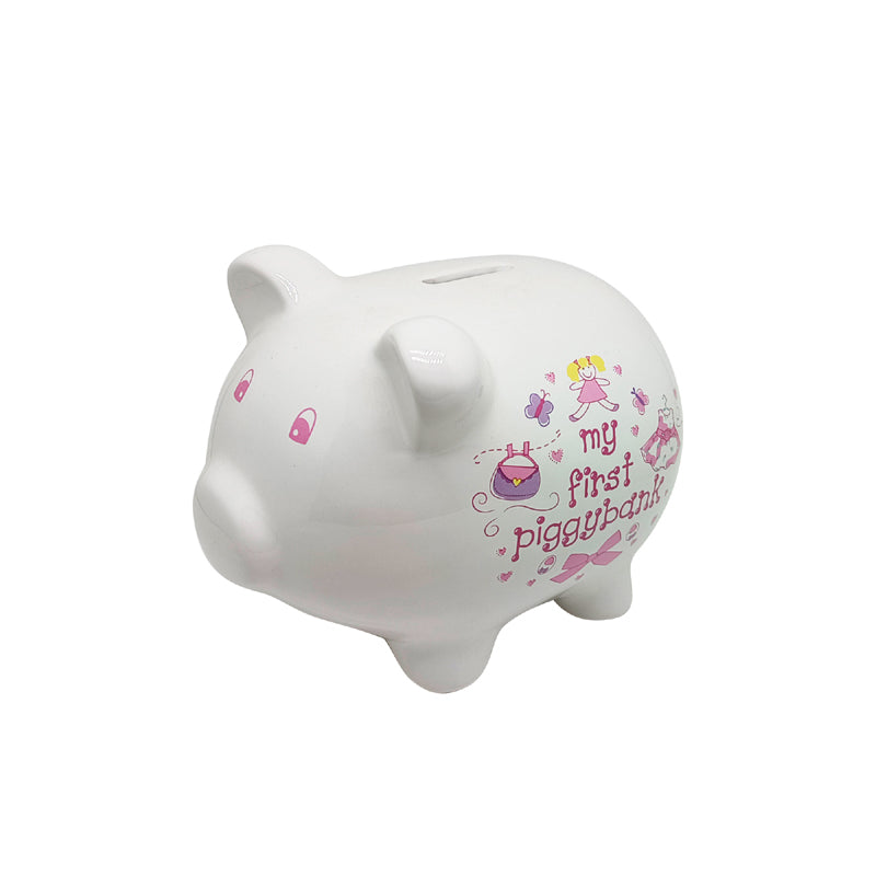 my first piggy bank ceramic wholesale pig animal pink white for kids coin moeny box