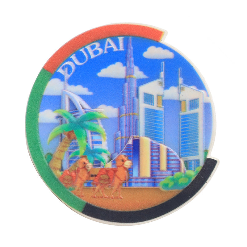 Creative tourism refrigerator sticker Dubai City landmark attractions souvenir Magnetic refrigerator sticker resin crafts custom