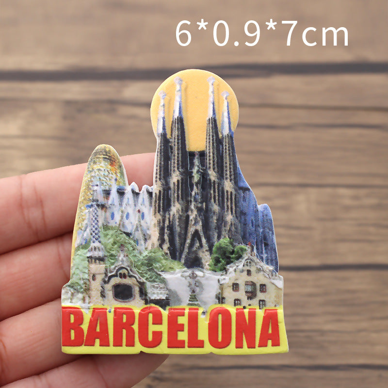 Tourist city refrigerator sticker Creative Barcelona souvenir diy resin crafts custom