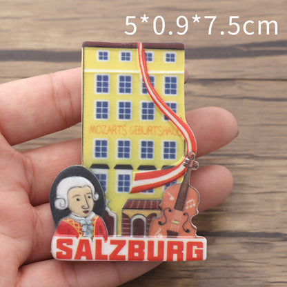 Austrian tourism cultural souvenir resin refrigerator sticker 3D scenic spot city magnetic crafts customization