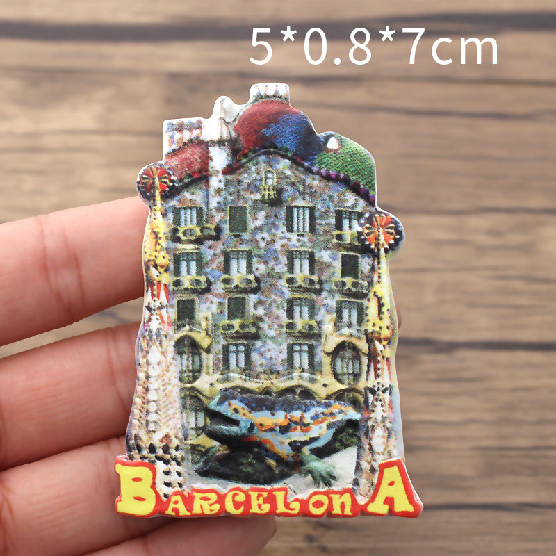 Tourist city refrigerator sticker Creative Barcelona souvenir diy resin crafts custom