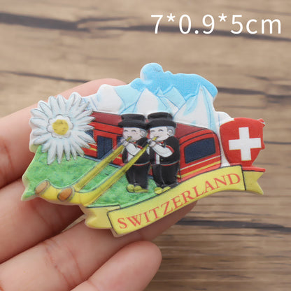 Swiss scenic spot resin refrigerator sticker scenic spot tourism souvenirs 3D city magnetic stickers create crafts customization