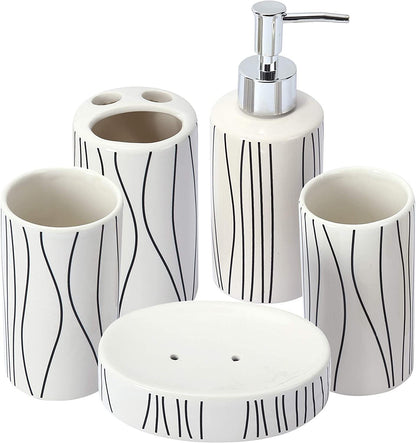 Ceramic bathroom toiletries set Nordic light luxury gold stone decoration 4-piece