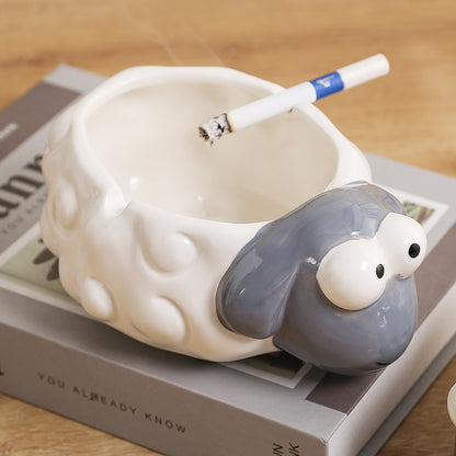 Cute lamb ceramic ashtray home creative personality trend cartoon ins style office living room  decoration