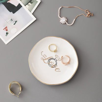 Nordic irregular 4 "disc ceramic jewelry tray Gift ring jewelry necklace