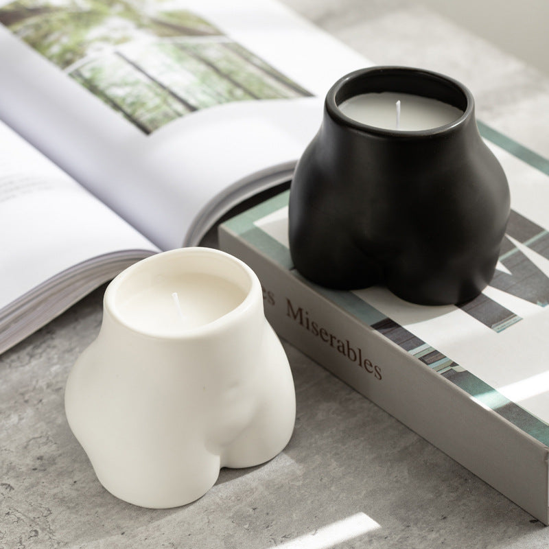 Human body shape candle cup cactus matte ceramic aromatherapy small capacity home candlestick decoration