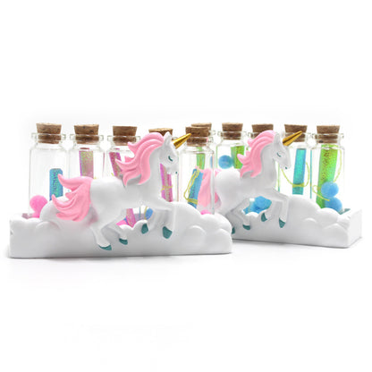 Lovely resin white unicorn glass wishing bottle home decoration flash gift box student gift manufacturers wholesale