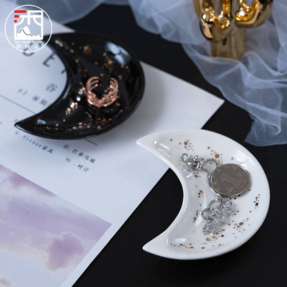 ceramic creative home moon personality fruit plate dip saucer jewelry rack storage decorative plate
