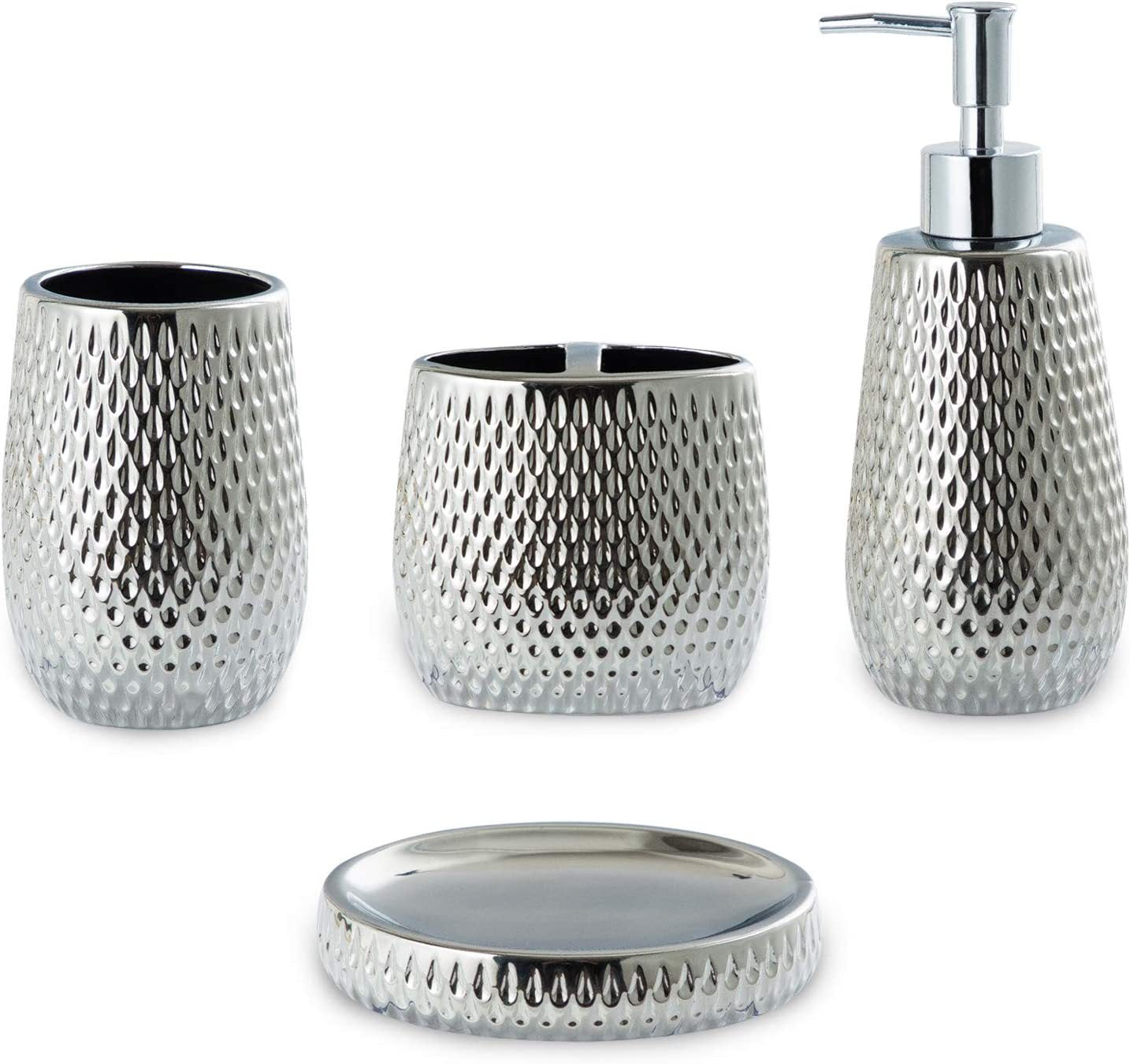 Ceramic bathroom toiletries set Nordic light luxury gold stone decoration 4-piece