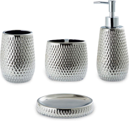 Ceramic bathroom toiletries set Nordic light luxury gold stone decoration 4-piece