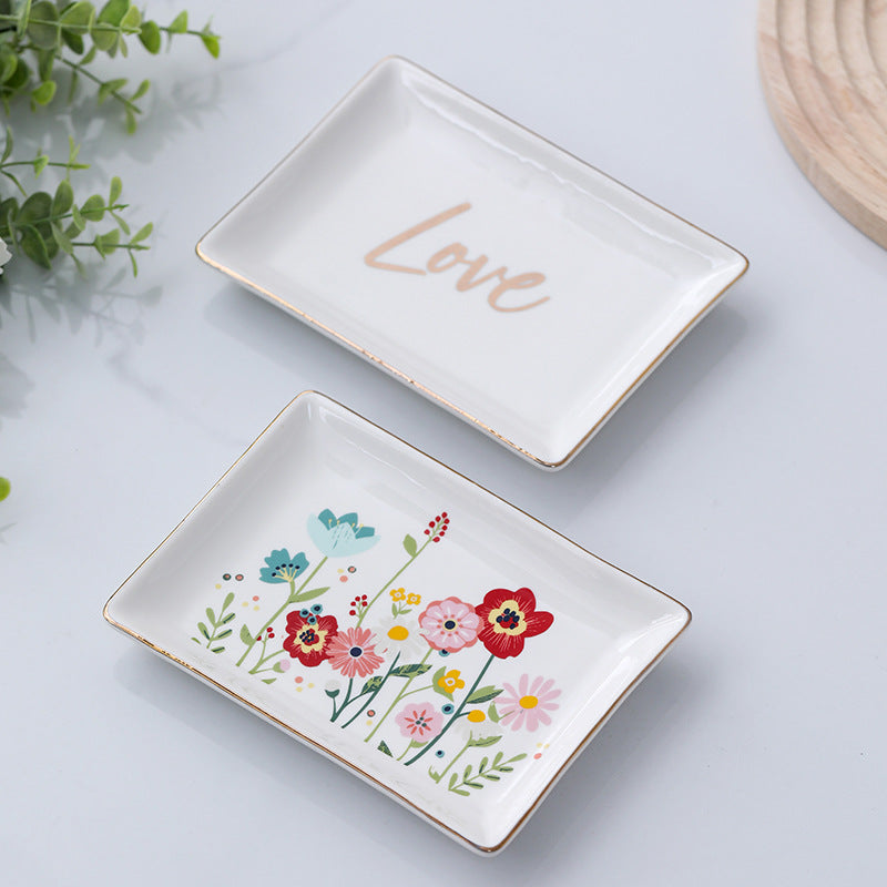 Ceramic jewelry tray rectangular gargle cup tray cake sushi plate
