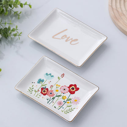 Ceramic jewelry tray rectangular gargle cup tray cake sushi plate