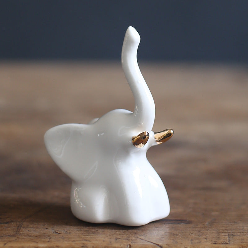 Decoration Nordic ceramic creative electroplated animal ornament mini micro gold
