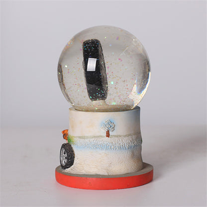 Resin crafts creative tire car snow ball car decoration water balloons can be customized by manufacturers