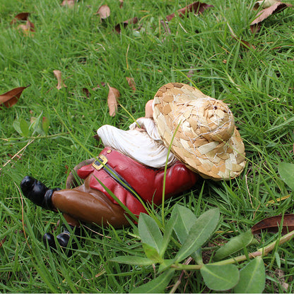 Outdoor micro landscape resin decoration garden decoration cozy straw hat dwarf manufacturers spot wholesale