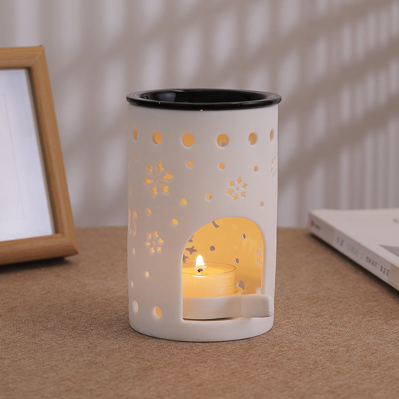 Custom LOGO ceramic aromatreatment stove atmosphere  light Creative hollow candle essential oil stove home crafts decoration