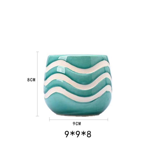 Nordic creative wave flowerpot modern simple green plant potted flower tabletop ceramic decoration