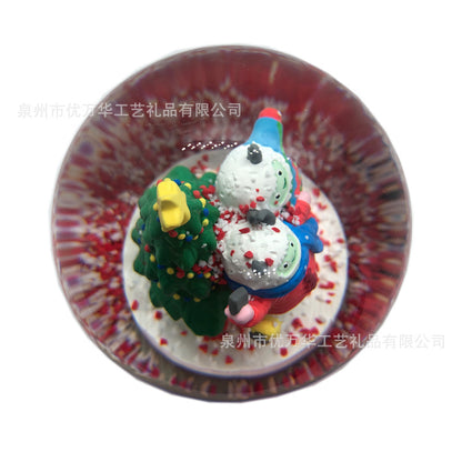 Custom Christmas tree clear glass water balloon ornaments Music snow figure crystal ball ornaments resin crafts