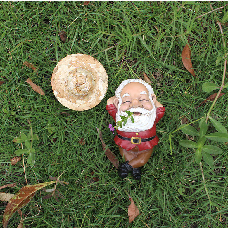Outdoor micro landscape resin decoration garden decoration cozy straw hat dwarf manufacturers spot wholesale