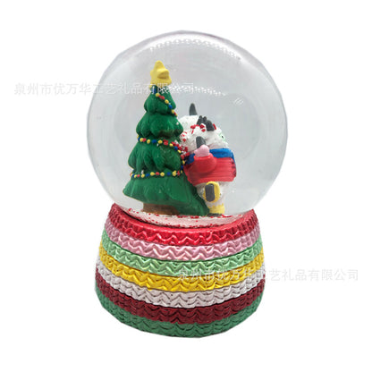 Custom Christmas tree clear glass water balloon ornaments Music snow figure crystal ball ornaments resin crafts