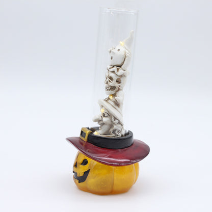 Resin crafts creative Halloween horror pumpkin with lights adornment custom wholesale holiday glow decorations